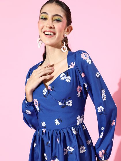50s sweetheart knot back floral flare dress discount