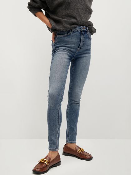 Buy MANGO Women Off White Skinny Fit High Rise Clean Look