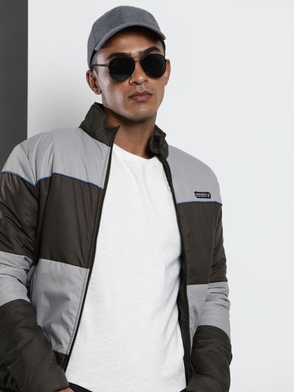 Buy Russell Athletic Men Grey Melange Black Varsity Jacket