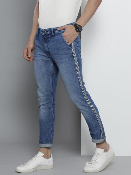 Buy LOCOMOTIVE Men Blue Tapered Fit Mid 
