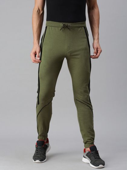 Olive Green \u0026 Black Jogger Track Pants 