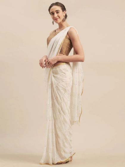 Buy Saree Mall Off White Grey Bagh Silk Blend Bagh Sarees