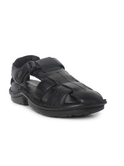 Buy Hush Puppies By Bata Men Charcoal Grey Leather Sandals