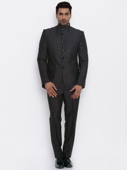 Buy Raymond Men Charcoal Grey Tailored Contemporary Fit Ethnic Bandhgala Suit Suits For Men 1546892 Myntra So why not augment your dressing sense with the touch of a. raymond
