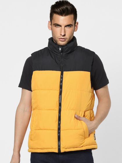 Mens black shop and yellow jacket