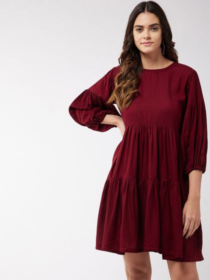 Burgundy deals denim dress