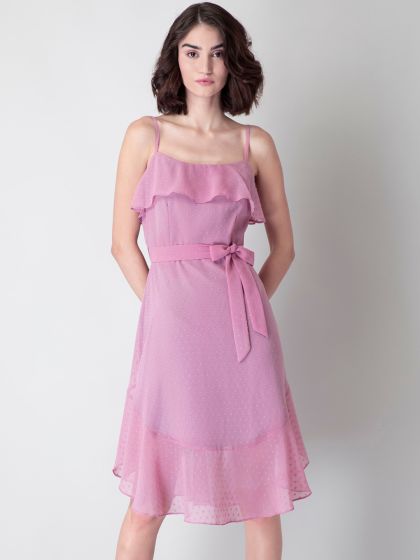 Buy BCBGeneration Women Pink Solid Fit And Flare Dress Dresses