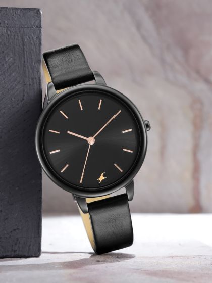 Buy Fastrack Women Black Rose Gold Toned Dial Watch 6147NM01