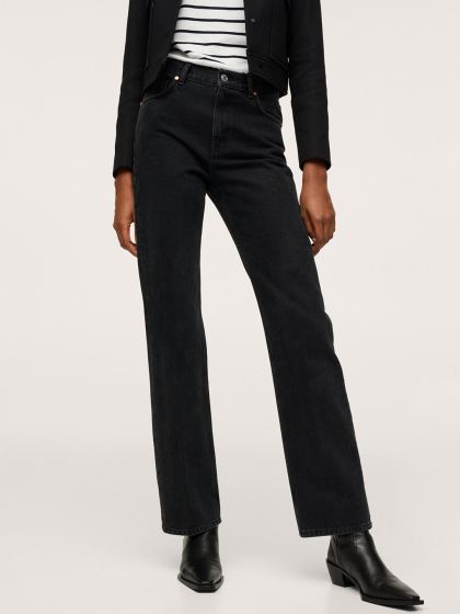 Buy MANGO Women Blue Lonny Relaxed Fit Mid Rise Clean Look