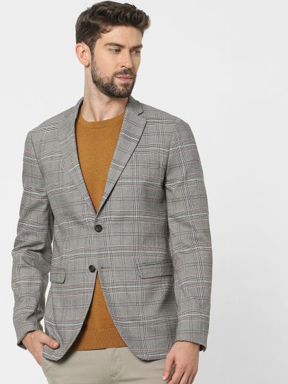 Buy Parx Men Khaki Solid Slim Fit Single Breasted Casual Blazer