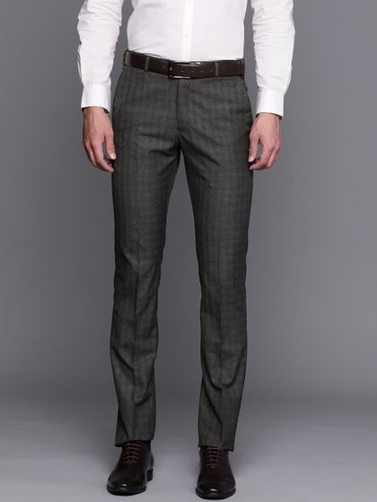 Buy Grey Striped Mid Rise Slim Fit 