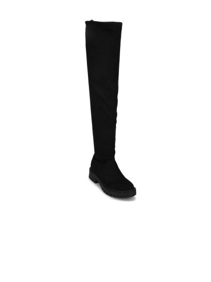 Over the knee hot sale black suede boots flat