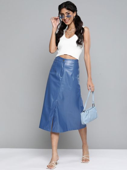 Pure Cotton Midi A-Line Skirt