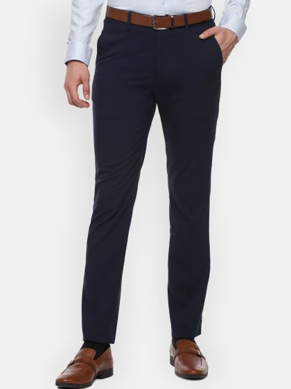 Buy Jeans Men Navy Steven Fit FlatFront Casual Trousers online   Looksgudin