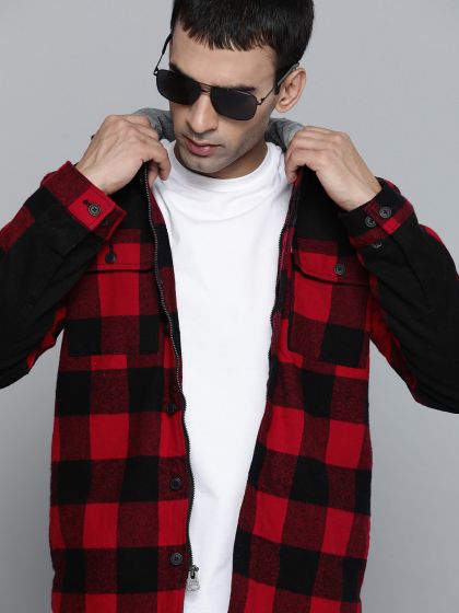 red and black checked jacket mens