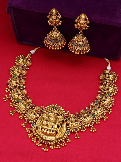 Buy Kord Store Gold Plated Laxmi Design Necklace & Earrings Set