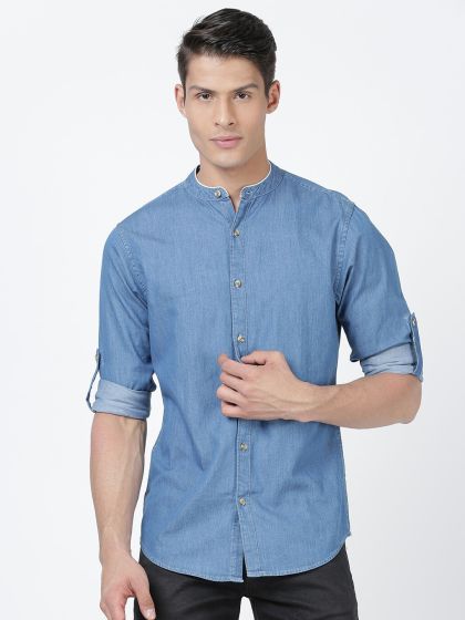 denim shirt chinese collar