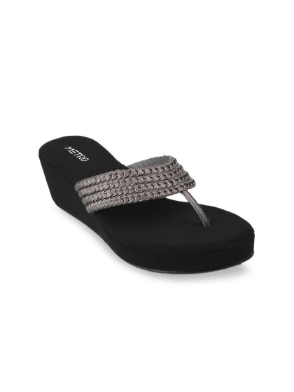 Buy Mochi Women Black Platform Wedges Heels for Women 794174