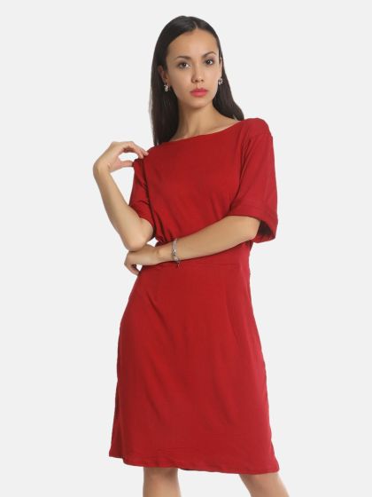 Valbone Women's Red Viscose Rayon Print Dress – valbone