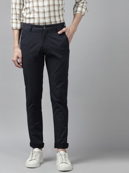 Buy Arrow Sport Navy Cotton Slim Fit Trousers for Mens Online  Tata CLiQ