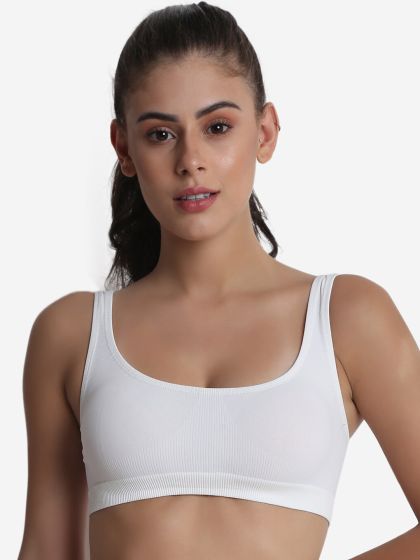 white solid full coverage sports bra