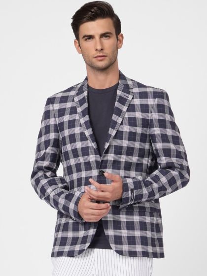 Buy Parx Men Khaki Solid Slim Fit Single Breasted Casual Blazer