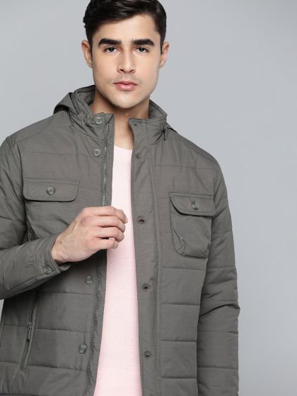 Buy Indian Terrain Men Navy Blue Solid Windcheater Bomber Jacket