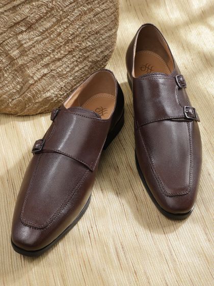 Buy Franco Leone Men Tan Brown Leather Formal Monk Shoes Formal