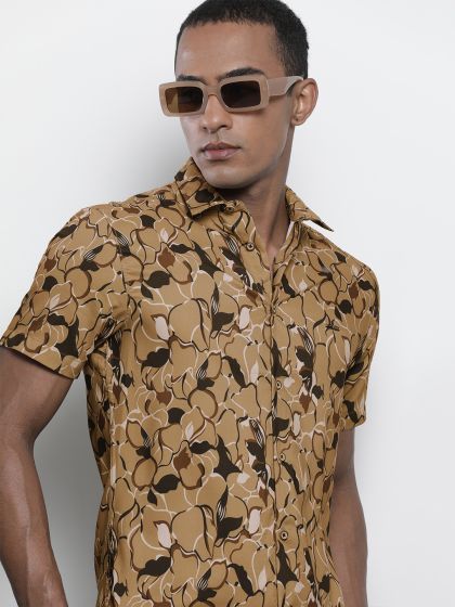 Regular Fit Patterned shirt - Dark beige/Leopard-print - Men