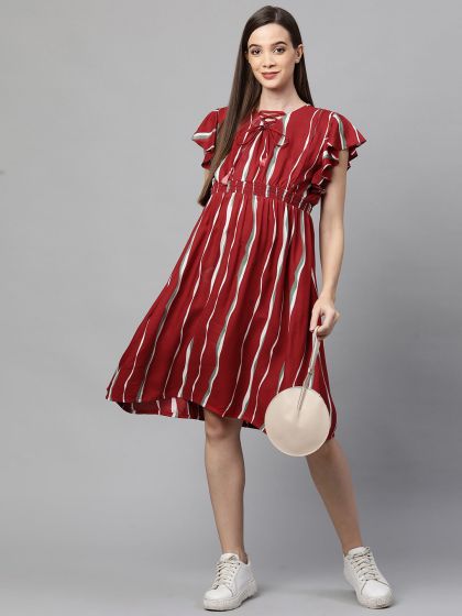 Maroon dungaree dress hot sale