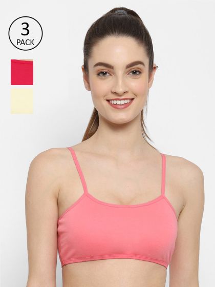 Lady Lyka Pink Solid Cotton Workout Bra-Full Coverage Non-Wired Non Padded