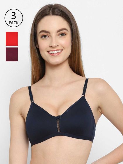 Buy Floret Black & Beige Solid Non Wired Pack Of 2 T Shirt Bra