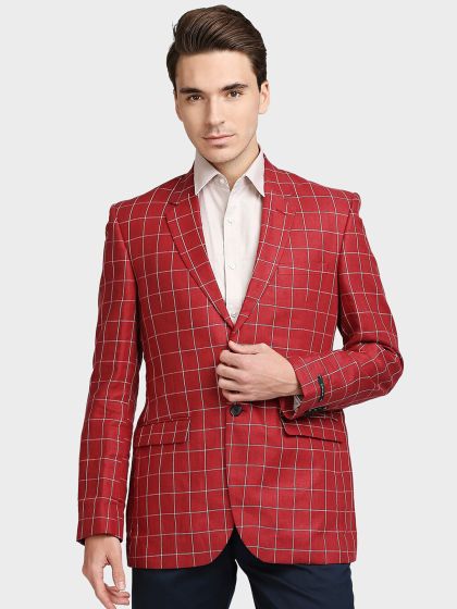 Mens red check hotsell blazer
