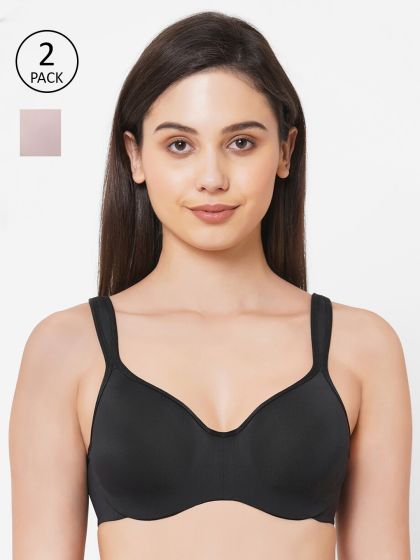 Buy Soie Black Solid Non Wired Lightly Padded T Shirt Bra - Bra for Women  2323425