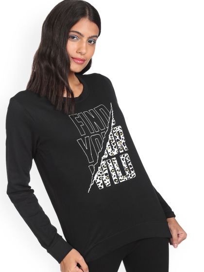 Buy Denizen From Levis Women Black White Printed Sweatshirt