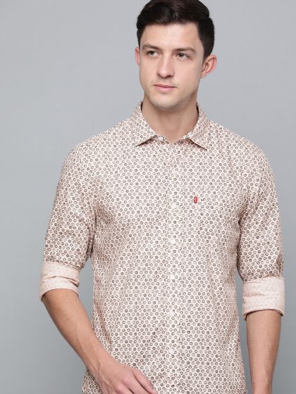 Buy Louis Philippe Pink Cotton Slim Fit Self Pattern Shirt for