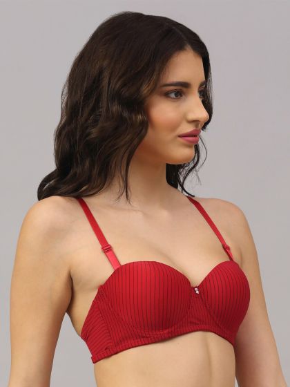 Buy PrettyCat Padded Wired Strapless Push-Up Bra - Beige at Rs.447