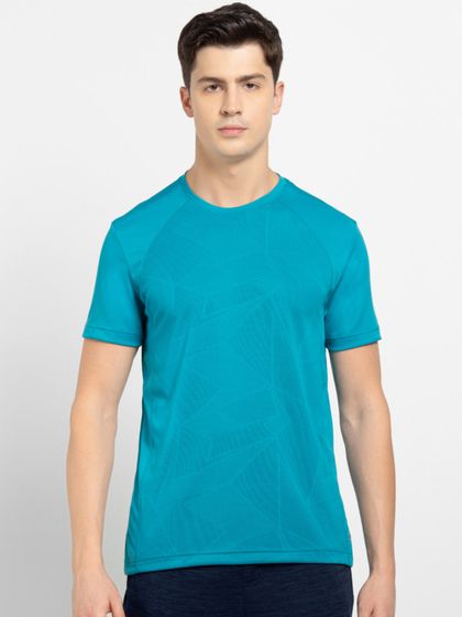 Buy Jockey Men Teal Blue Solid V Neck 