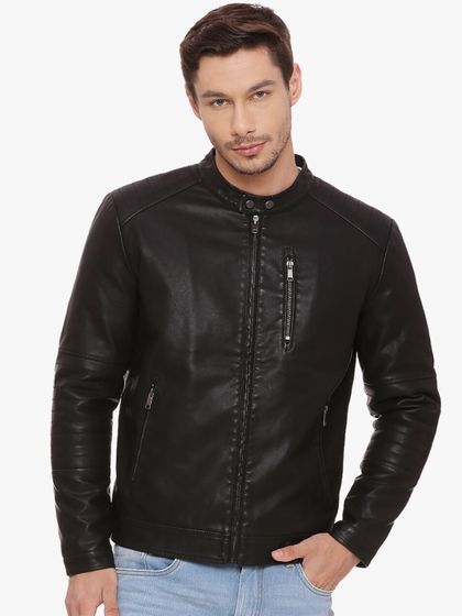 leather jacket myntra
