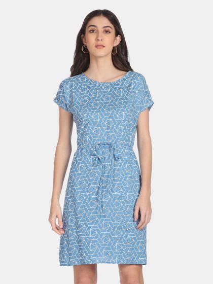 Buy Flying Machine Blue Mandarin Collar Bishop Sleeves Accordian