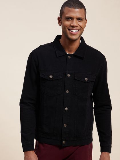 Black Studded Denim Jacket - Jackets 