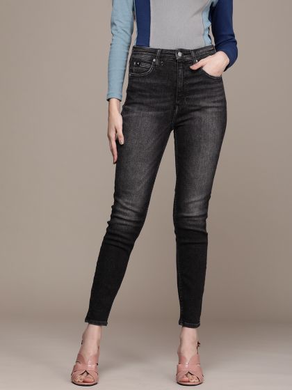 Buy Calvin Klein Jeans Women Light Blue Turtle Neck Embroidered