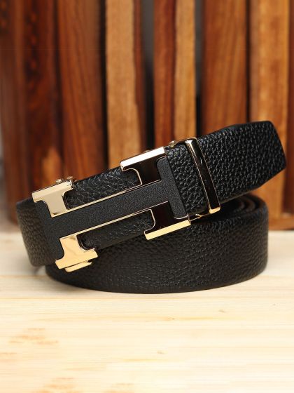 Winsome deal men's black synthetic leather auto lock buckle belts.