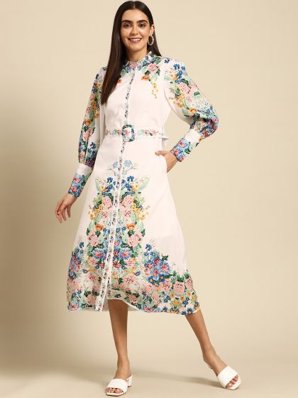 Buy Paper Dolls Beige Navy Tailored Dress Dresses for Women