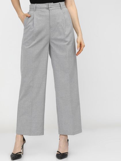 Buy Tokyo Talkies Women Beige Straight Fit Trousers - Trousers for