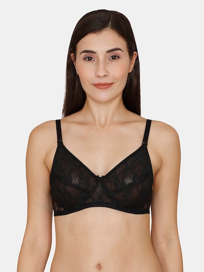 Lacy Jacquard Half Padded Underwired Full Cup Bra - Women