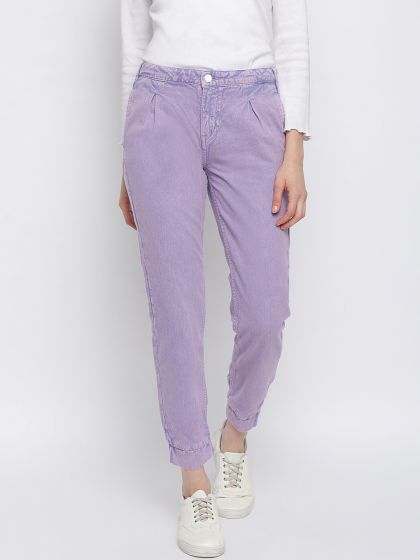 Light Purple Floral Printed Parallel Pants