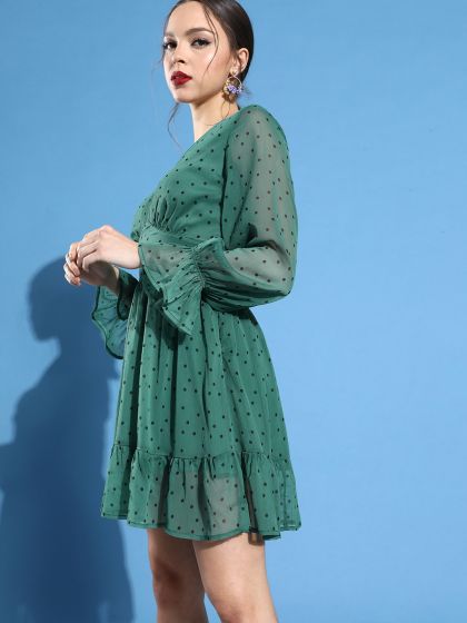 Forever 21 green discount polka dot dress