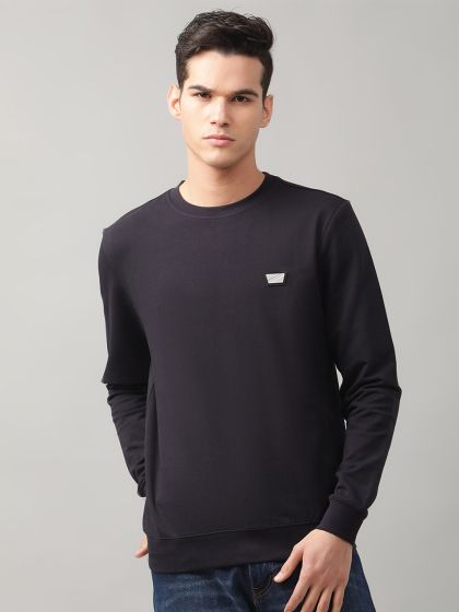 Calvin Klein Jeans Mens Dark Blue Solid Sweatshirt 