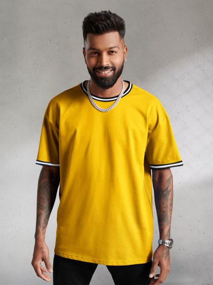 Drop Shoulder/ Oversized Smart Mustard Yellow T-Shirt